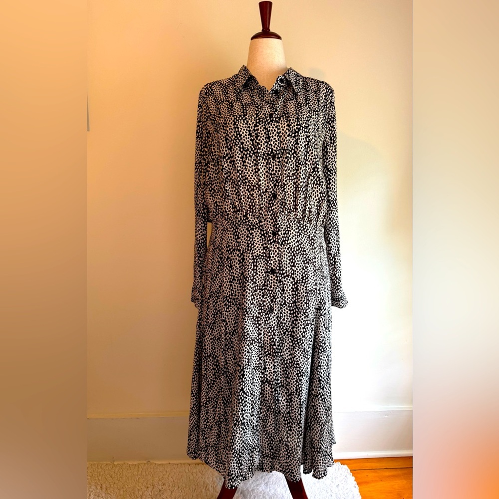 Who What Wear Black & White Midi Shirt Dress – Size XL